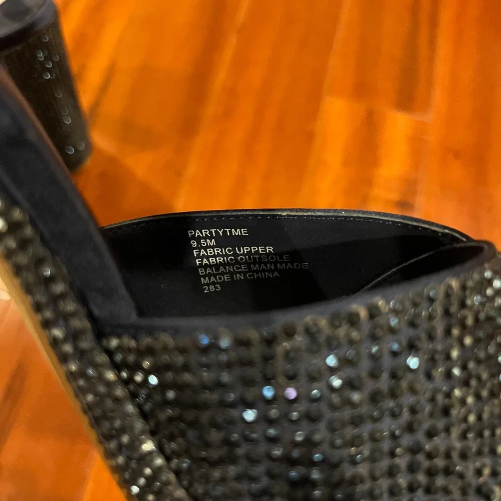 Steve Madden Blue Shoes Partytme Navy Rhinestone Platform Block Heel Sandal 9.5M